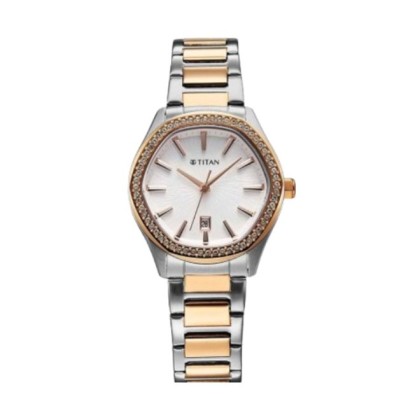 Titan Glamour 95326KM01 Silver Dial Stainless Steel Strap Quartz Analog Women Watch